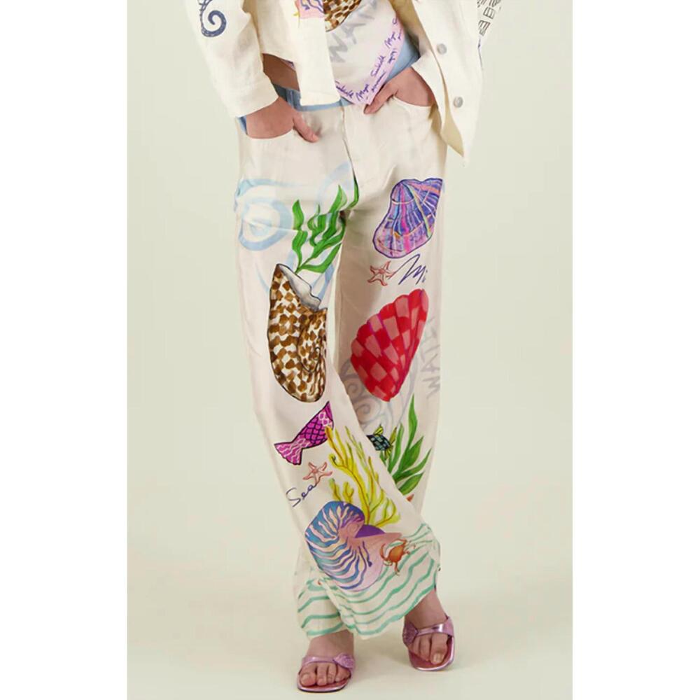NEW ME369 sandra combined denim wide leg pants in magic ocean
